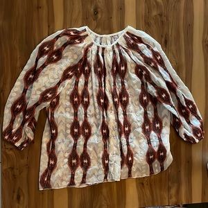 Embroidered Button-front Anthropologie Blouse
